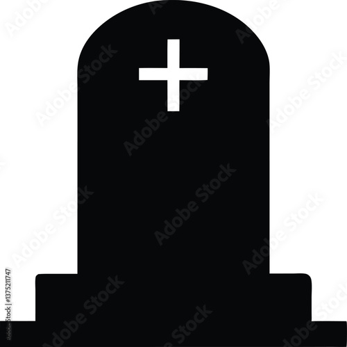 Gravestone black silhouette,old headstone vector illustration