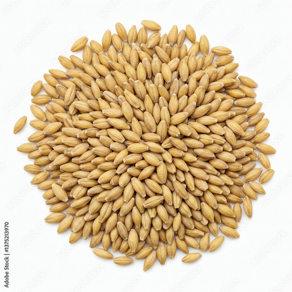 Pile of wheat grains isolated on white background. Top view. Pile of wheat grains isolated on white background. Top view.
