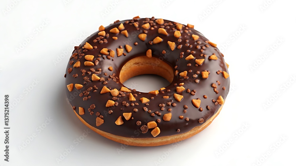 Chocolate Glazed Donut with Crunchy Toppings - Gourmet Sweet Treat, Dessert, Breakfast Indulgence, Fresh Pastry, Bakery Snack, Appetizing, Tasty, Irresistible Confectionery Delight, Homemade Baked Goo Chocolate Glazed Donut with Crunchy Toppings - Gourmet Sweet Treat, Dessert, Breakfast Indulgence, Fresh Pastry, Bakery Snack, Appetizing, Tasty, Irresistible Confectionery Delight, Homemade Baked Goo