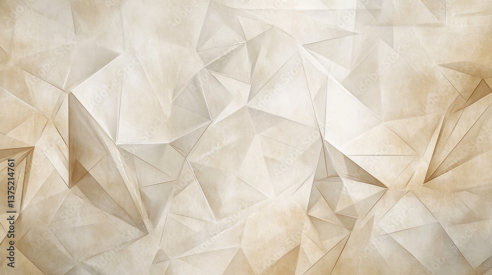 Obraz premium Elegant Beige Abstract Geometric Background with Triangular Facets and Subtle Textures, Ideal for Design Projects Requiring a Sophisticated and Modern Aesthetic