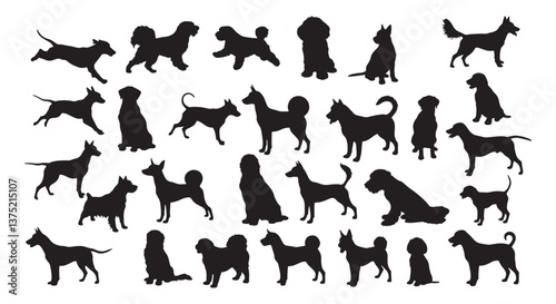 Dog silhouettes icon set