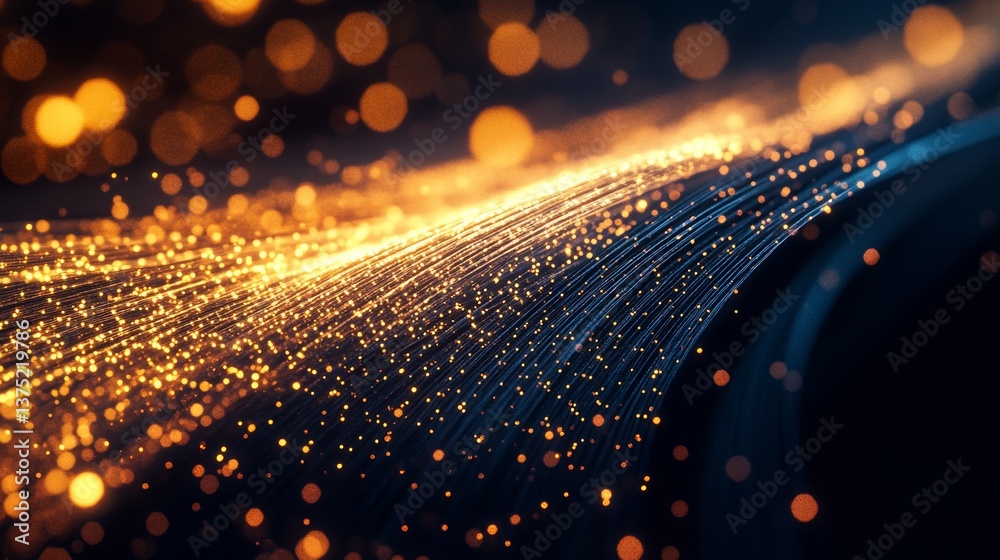 Fototapeta premium Photorealistic Fiber Optic Cable with Gold Fiber Cables