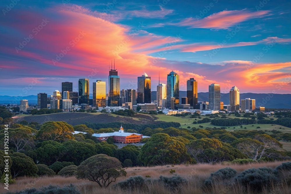 Fototapeta premium Stunning Tasmania Skyline Embraced by Exquisite Bushland Scenery