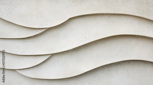 Abstract wavy design shows layers of painted white panels
