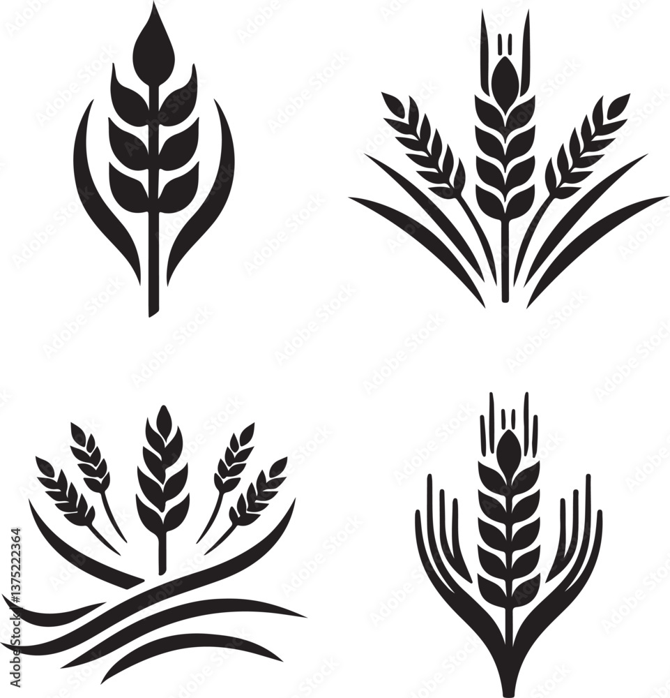 Obraz premium wheat logo or icon silhouette design vector illustration