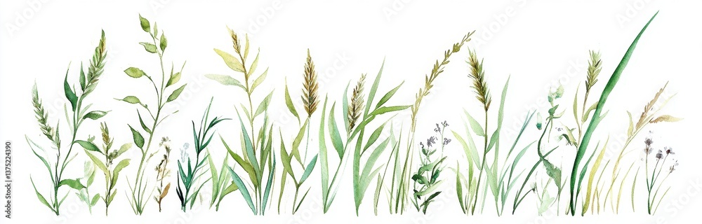 Fototapeta premium Watercolor Meadow Plants