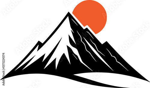Mountain icon design isolated flat. Mountain simple sign, Mountain icon vector design illustration. Mountain Logo. Hills Logo.