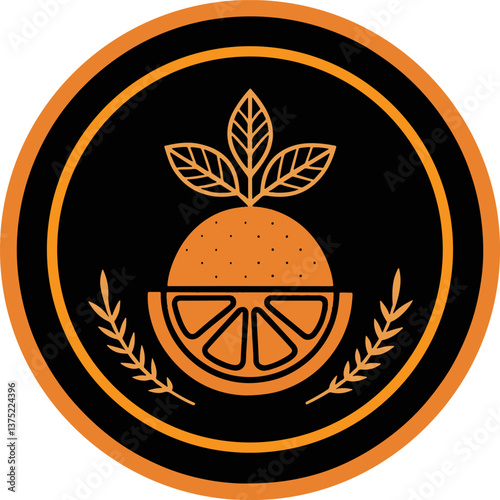 Orange logo, sliced orange vector illustration, orange icon, silhouette design