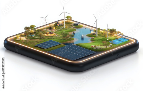 Wallpaper Mural Sustainable energy solutions urban environment digital landscape futuristic design aerial view eco-friendly concepts Torontodigital.ca