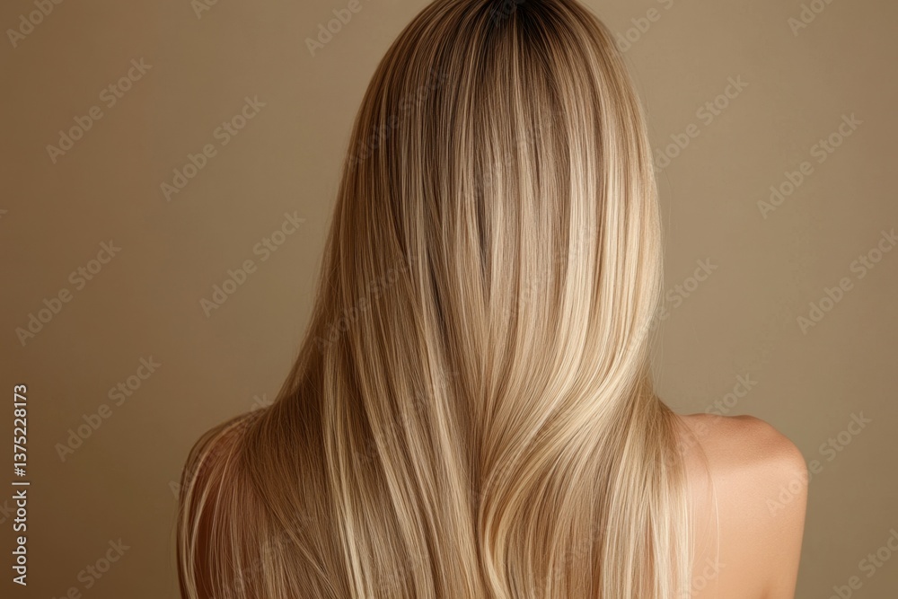 Fototapeta premium Radiant Hair: A model showcases flowing, sun-kissed blonde hair, with each strand catching the light in a stunning display of natural beauty and health.