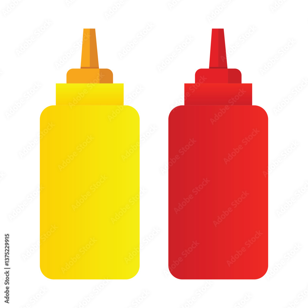 Mustard and Ketchup Bottles Side-by-Side Mustard and Ketchup Bottles Side-by-Side