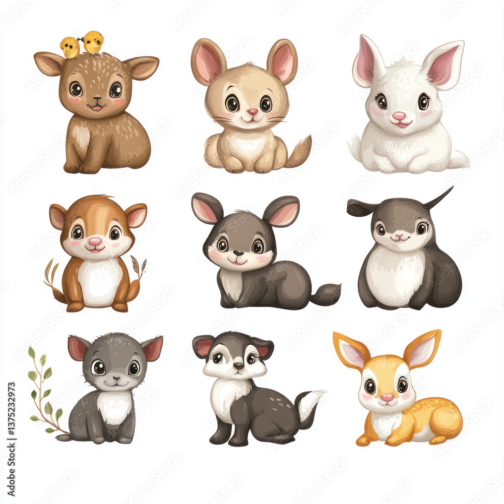 Fototapeta premium set of cartoon animals
