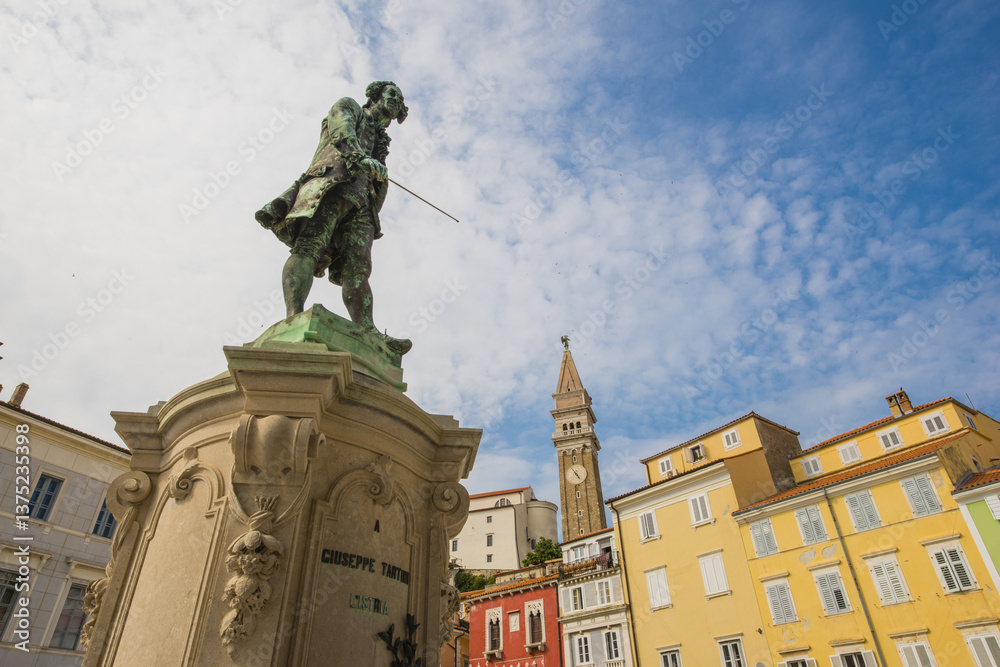 Piran, Statue Guiseppe Tartini, Slowenien, Südslowenien