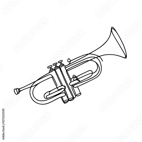 Line drawing of a trumpet on a transparent background  