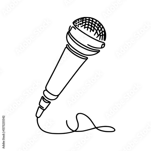 Line Drawing of a Microphone on Transparent Background  