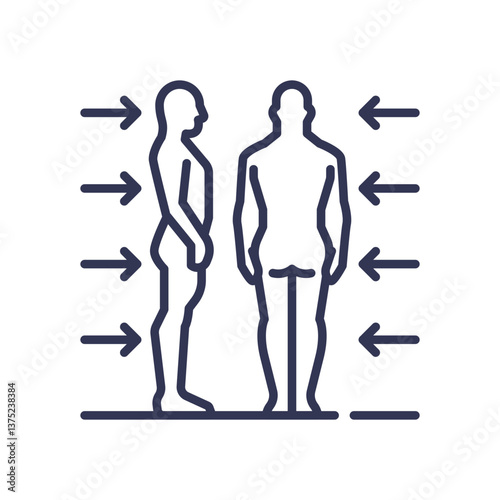 Illustration of body alignment with arrows indicating posture correction.