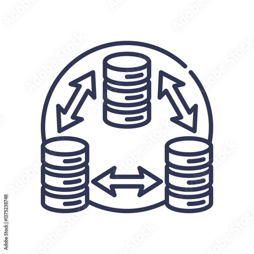 Three database stacks connected by arrows, symbolizing distributed storage.