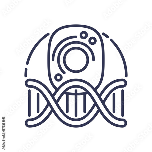 DNA helix and cell icon symbolize genetic foundations.