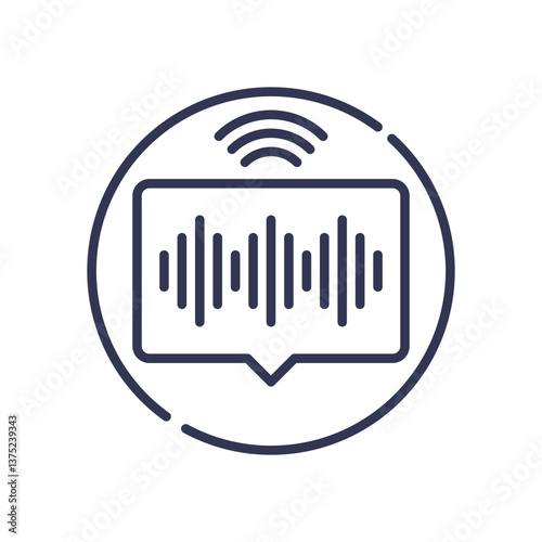 Speech bubble with sound waves symbolizes interactive voice queries.