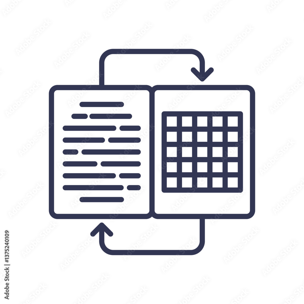 Illustration of data conversion between text and table format. Illustration of data conversion between text and table format.