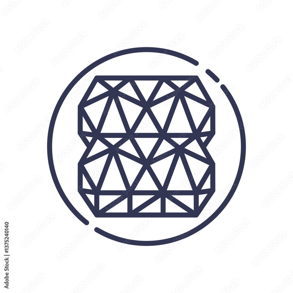 Geometric pattern with triangles in a circular frame, symbolizing complexity and precision. Geometric pattern with triangles in a circular frame, symbolizing complexity and precision.