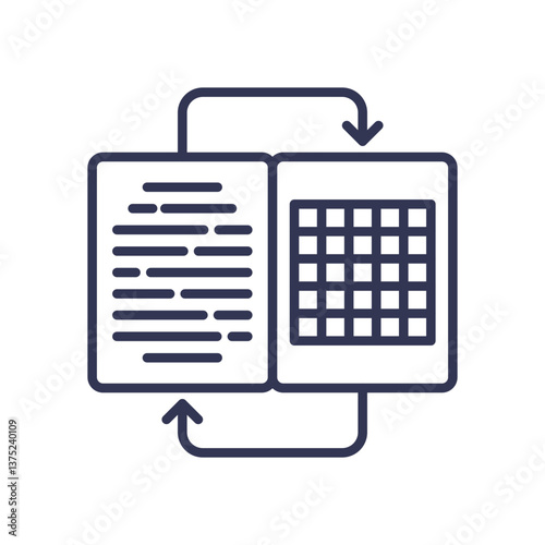 Illustration of data conversion between text and table format.