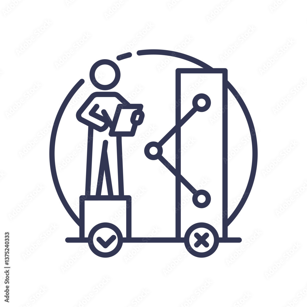 Person on uneven platforms symbolizes unfair outcomes in decision-making. Person on uneven platforms symbolizes unfair outcomes in decision-making.