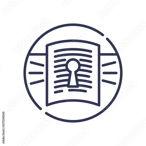 An open book with a keyhole symbolizes unlocking knowledge and understanding.
