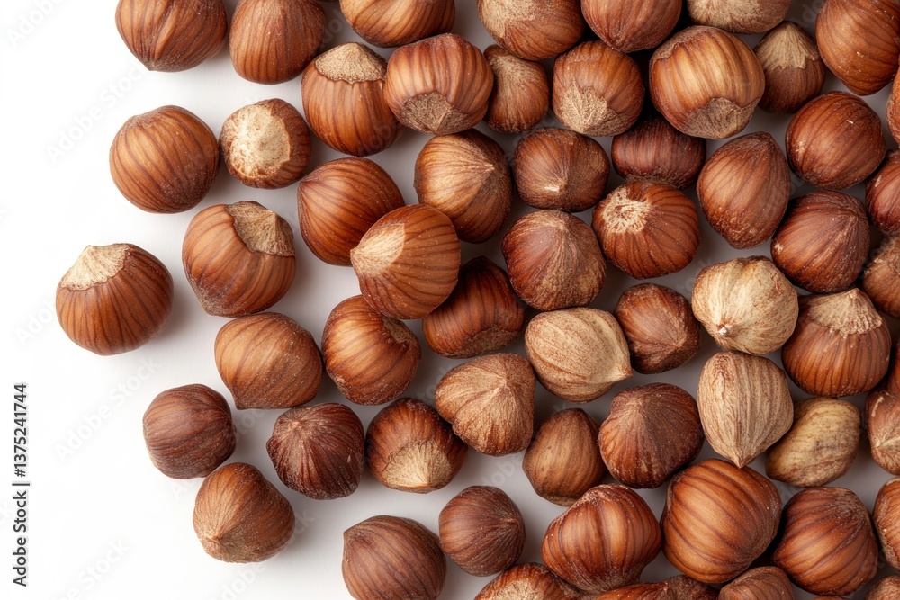 Pile of Brown Hazelnuts in Shells on White Background Still Life Pile of Brown Hazelnuts in Shells on White Background Still Life