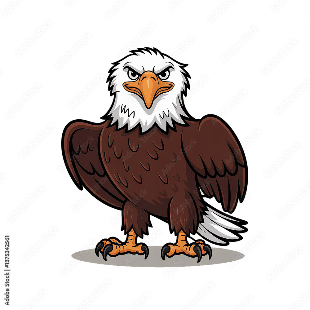 Fototapeta premium Cute Eagle Bird Cartoon Vector Icon Illustration.