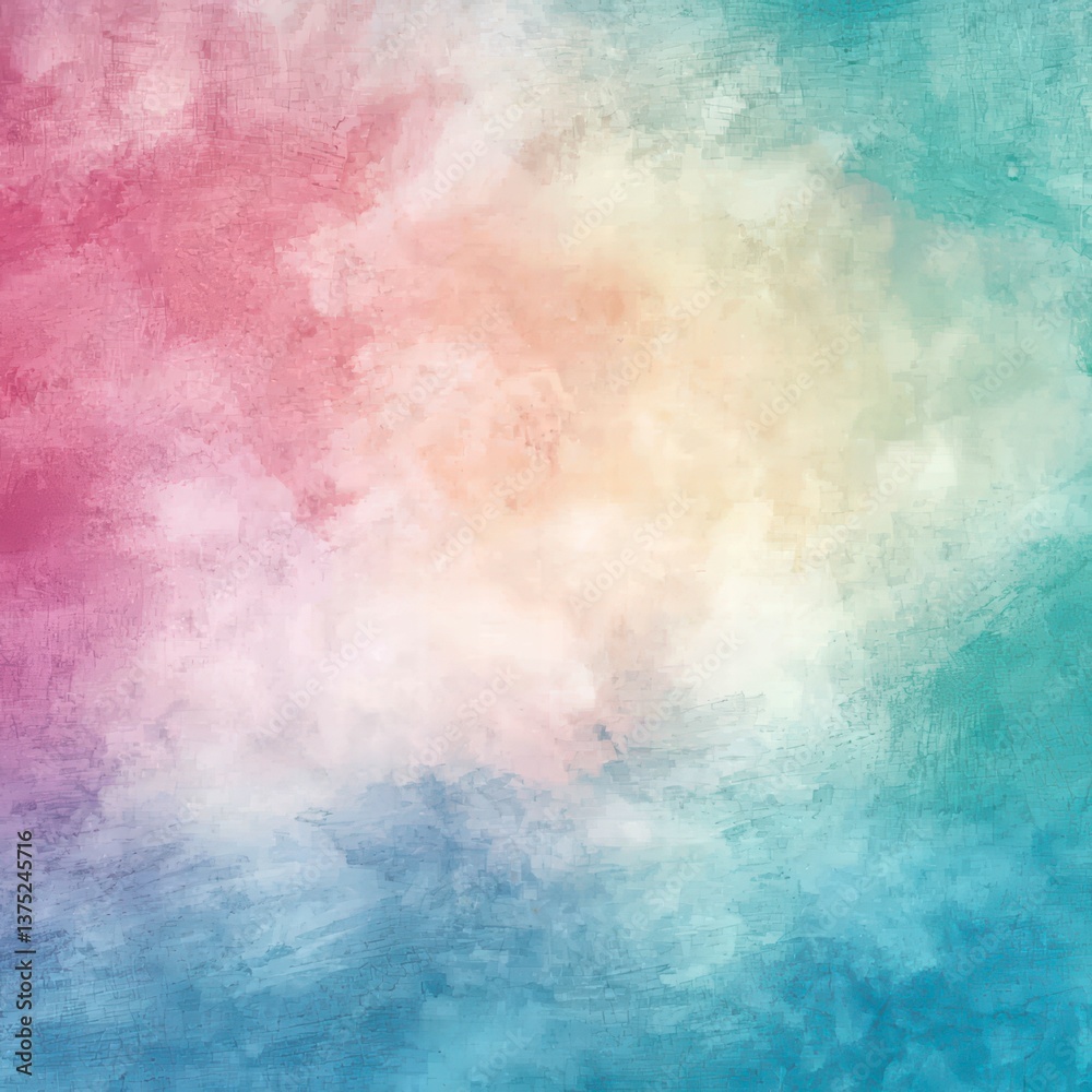 Fototapeta premium Abstract Watercolor Palette: A serene and dreamy abstract watercolor painting features a soft blend of pastel hues, evoking feelings of tranquility and creative expression.