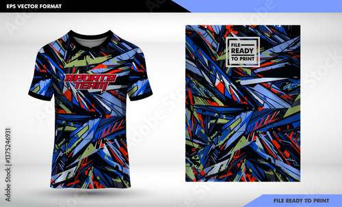 Colorful T-shirt design featuring the Union Jack flag, patriotic symbols of the United Kingdom and Great Britain in a vibrant illustration