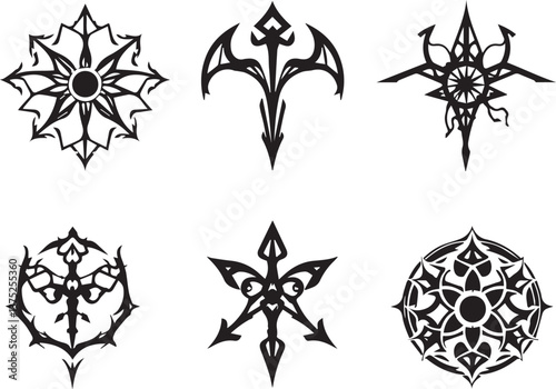Wallpaper Mural Set of decorative gothic and mystical elements, ornaments, symbols. Hand drawn vector illustration Torontodigital.ca
