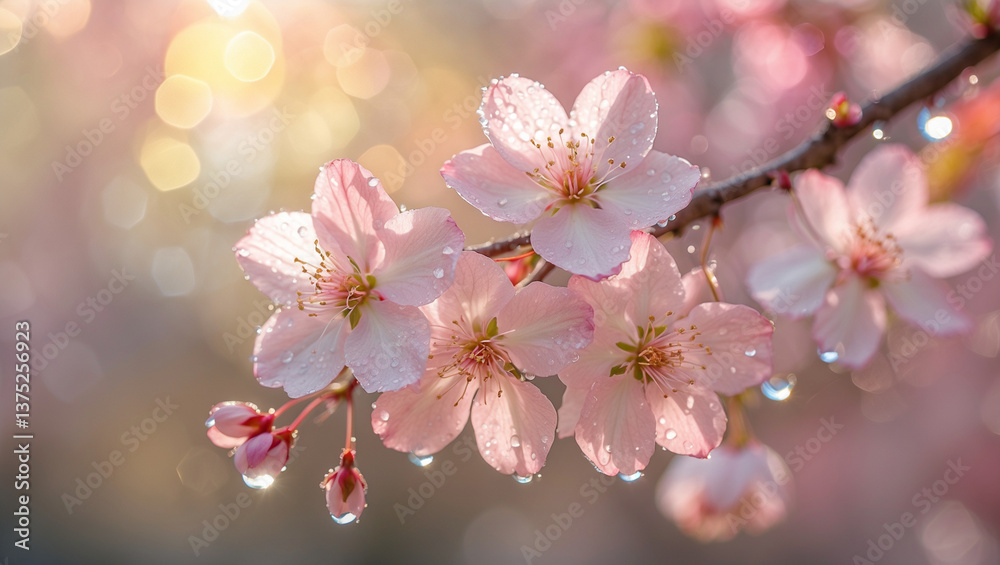 Fototapeta premium Yoshino Sakura Macro Photography with Soft Pink and White Petals