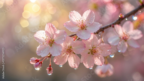 Yoshino Sakura Macro Photography with Soft Pink and White Petals