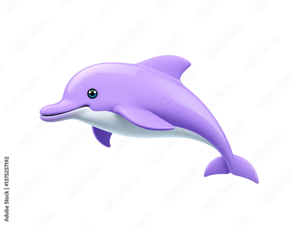 A cute purple cartoon dolphin swimming A cute purple cartoon dolphin swimming