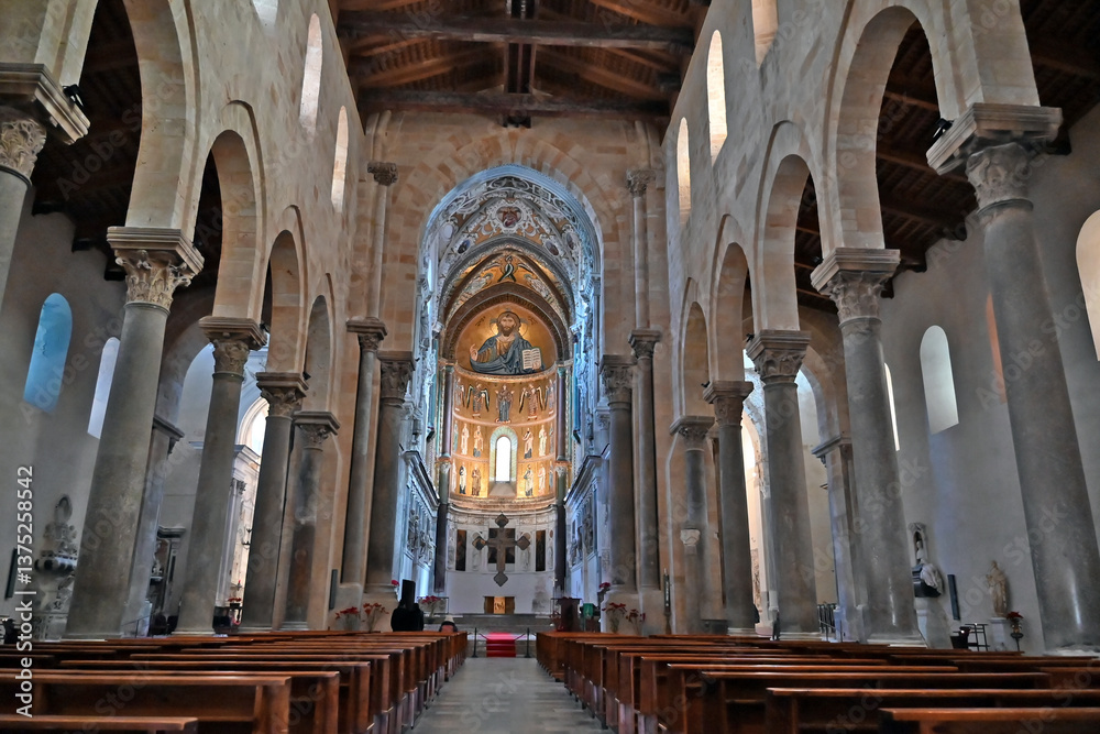 Cefalù, il Duomo o basilica cattedrale della Trasfigurazione, Palermo, Sicilia