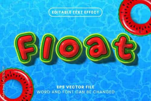 Summer pool float 3d editable vector text effect