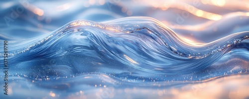 Panel kuchenny z motywem Serene abstract blue waves with glowing highlights at sunset