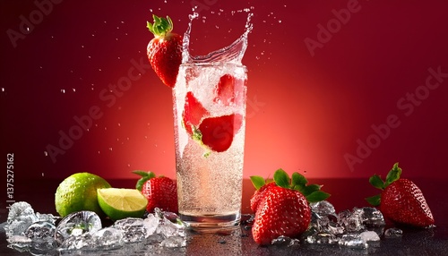 Strawberry Lime Fizz- A sparkling drink made with fresh strawberries, lime juice, and soda water