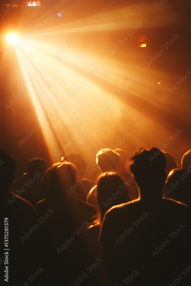 Dynamic nightlife scene with diverse individuals seen from behind gathered around vibrant club lighting in motion Dynamic nightlife scene with diverse individuals seen from behind gathered around vibrant club lighting in motion
