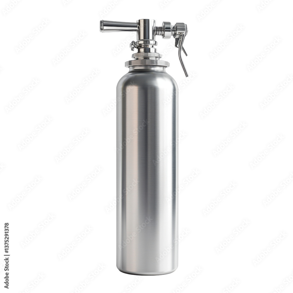 Obraz premium Stainless steel soda siphon with sleek cylindrical design and vintage bar accessory