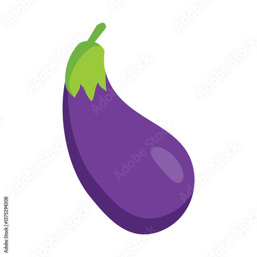 purple eggplant vector icon in simple flat style