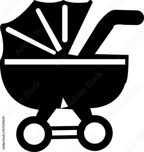 stroller glyph icon. baby, mother