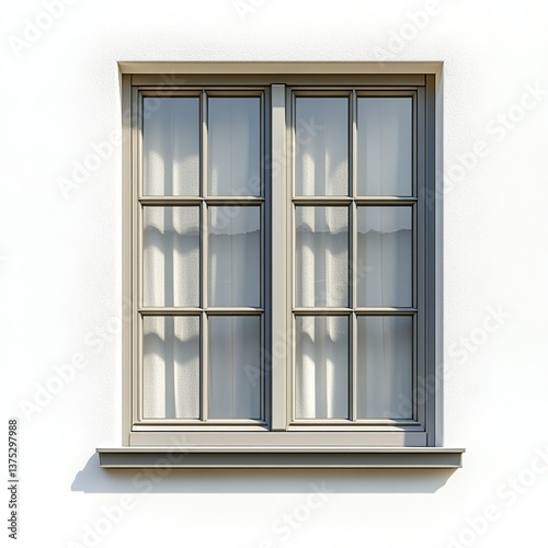 Front view of a double-panel window isolated on a white background