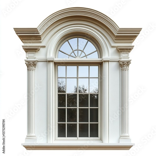 Front view of a transom window isolated on a white background