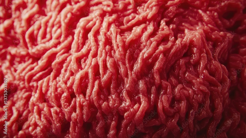 Close-up shot of fresh ground beef on a neutral background, leaving room above for marketing copy or logos. Close-up shot of fresh ground beef on a neutral background, leaving room above for marketing copy or logos.