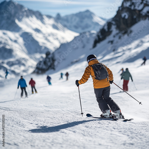 junior high school students skiing