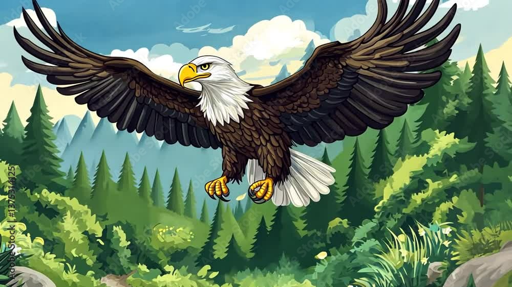 Majestic Bald Eagle Soaring Over a Lush Green Forest Generative AI ...