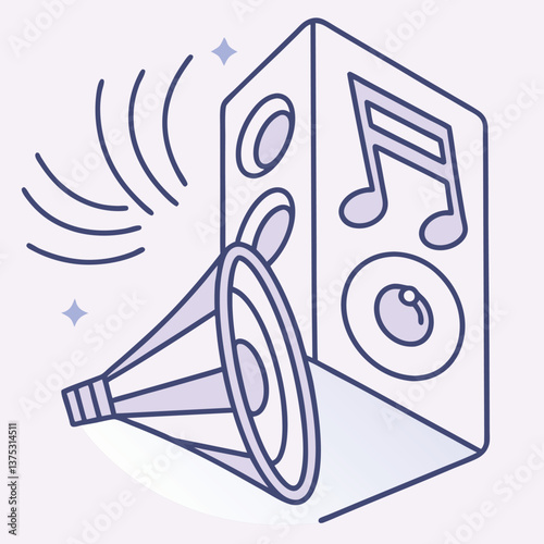 Audio Music Sound Icon for Media Player and Entertainment Applications in Flat Design Style
